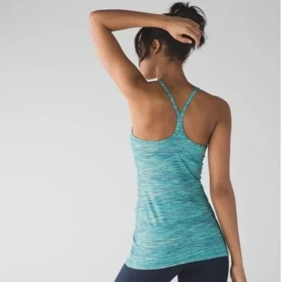 lululemon athletica Tops - Lululemon Power Y Tank Luon Space Dye Teal Blue